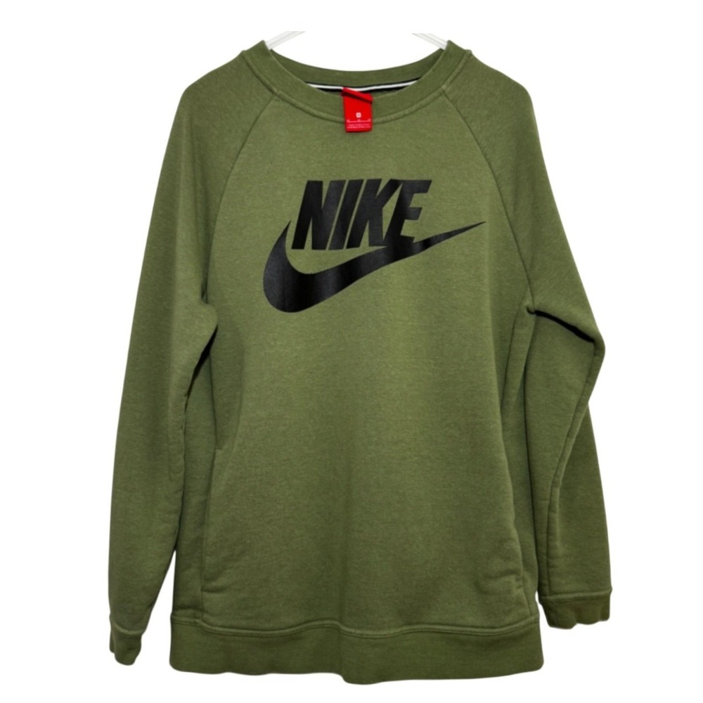 Nike Sweatshirt Olive Green Futura Logo Graphic Pullover Mens Medium 938080-385